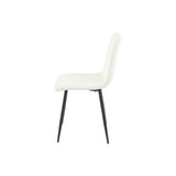 DIMA - Cream Lines Pattern Fabric Dining Side Chair