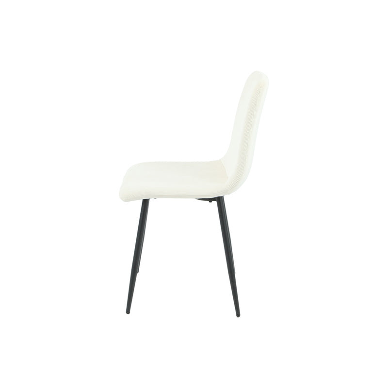 DIMA - Cream Lines Pattern Fabric Dining Side Chair