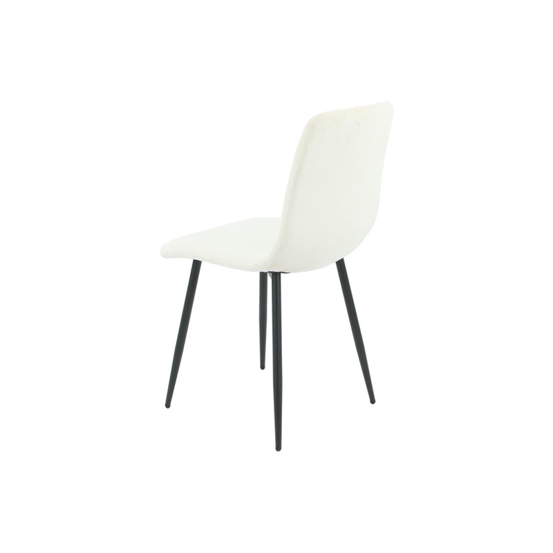 DIMA - Cream Lines Pattern Fabric Dining Side Chair