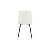 DIMA - Cream Lines Pattern Fabric Dining Side Chair