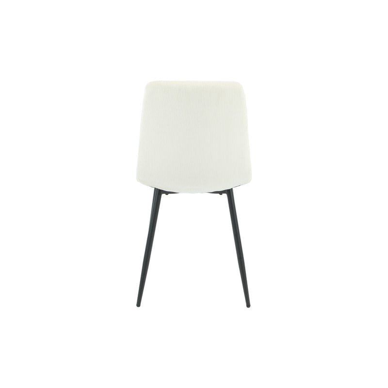 DIMA - Cream Lines Pattern Fabric Dining Side Chair