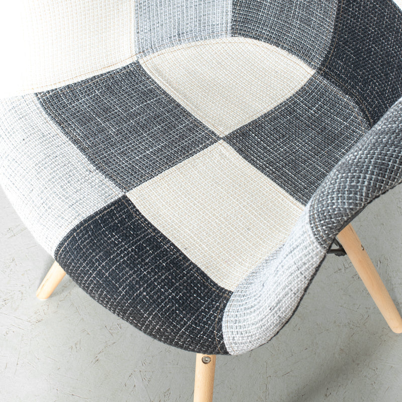 ESSEN - fauteuil patchwork en tissu bleu monochrome