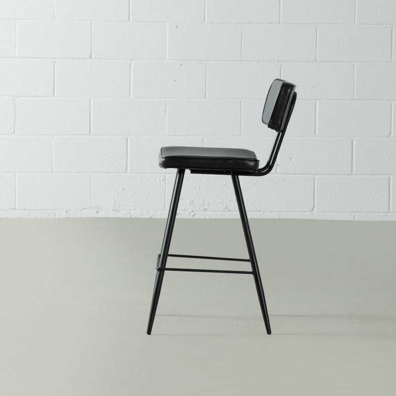 FINALE VENTE BLAKE - Tabouret de bar en cuir noir (75 cm)