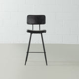 FINALE VENTE BLAKE - Tabouret de bar en cuir noir (75 cm)