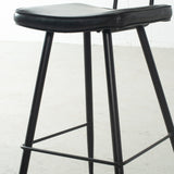 FINALE VENTE BLAKE - Tabouret de bar en cuir noir (75 cm)