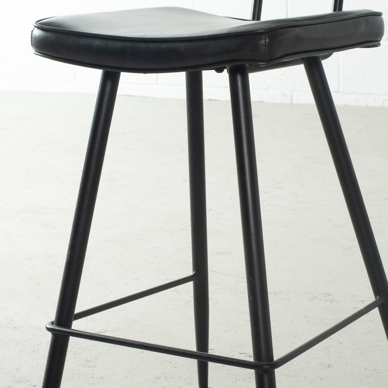 FINALE VENTE BLAKE - Tabouret de bar en cuir noir (75 cm)