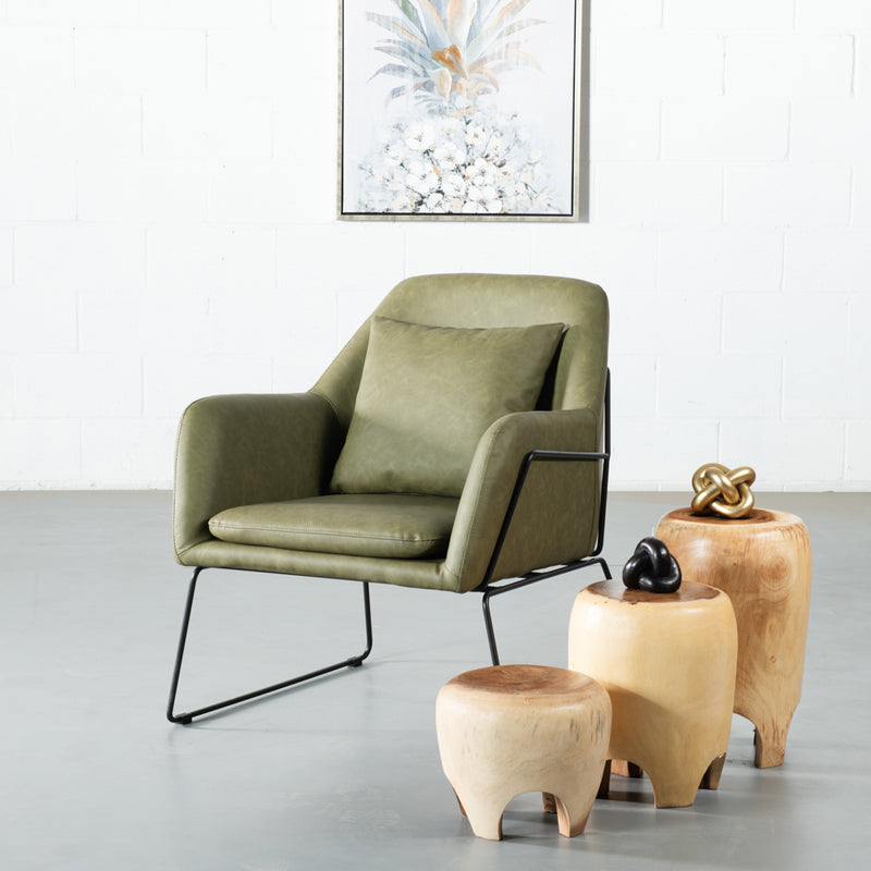 BROOK - Chaise longue en cuir vert