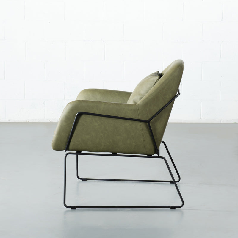 BROOK - Chaise longue en cuir vert