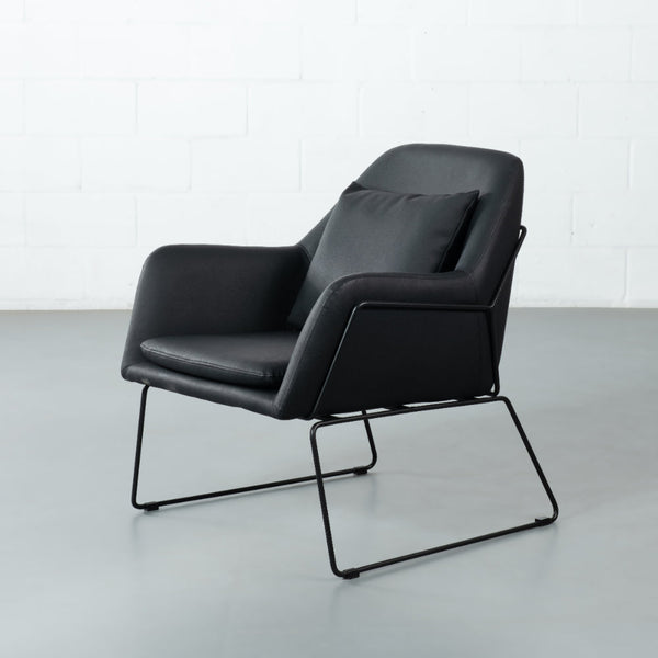 BROOK - Chaise longue en cuir noir