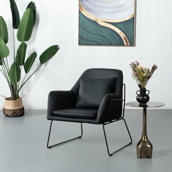 BROOK - Chaise longue en cuir noir