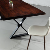 Live Edge Acacia Dining Table with Black X Legs/Honey Walnut - Wazo Furniture