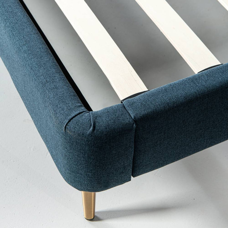 CLARA - Dark Blue Fabric Bed - Wazo Furniture