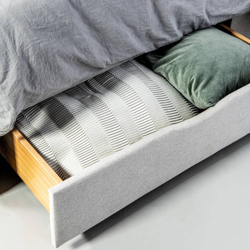 ANNISTON - Grey Fabric Bed with Storage - Wazo Furniture