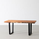 Acacia Natural Wood Live Edge Table with Black U-Shaped Legs/Natural Color - Wazo Furniture