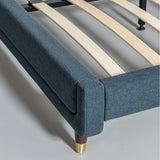 MAPLE - Dark Blue Fabric Bed - Wazo Furniture