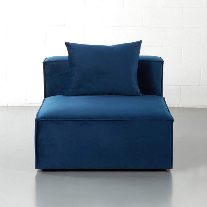 MASON - Module de chaises sans bras en velours bleu