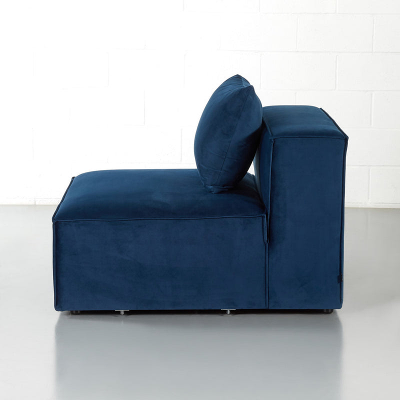 MASON - Module de chaises sans bras en velours bleu