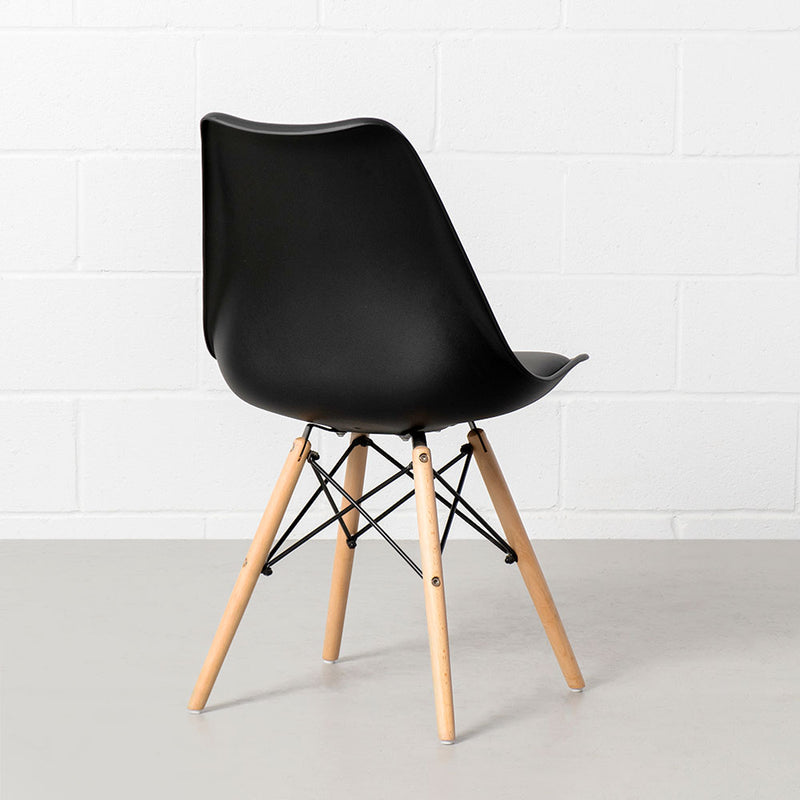 EIFFEL - chaise d'appoint rembourrée en cuir noir