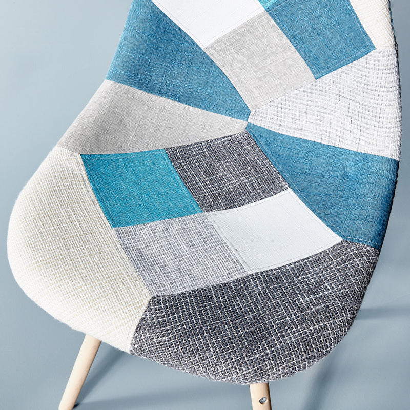 ESSEN - chaise d'appoint en tissu patchwork bleu monochrome