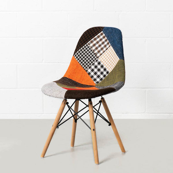 ESSEN - chaise d'appoint patchwork en tissu multicolore
