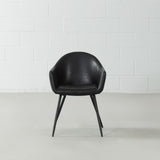 MILAN - fauteuil vintage en cuir noir