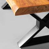 Table Basse en bois d'Acacia avec pieds X noirs / naturel