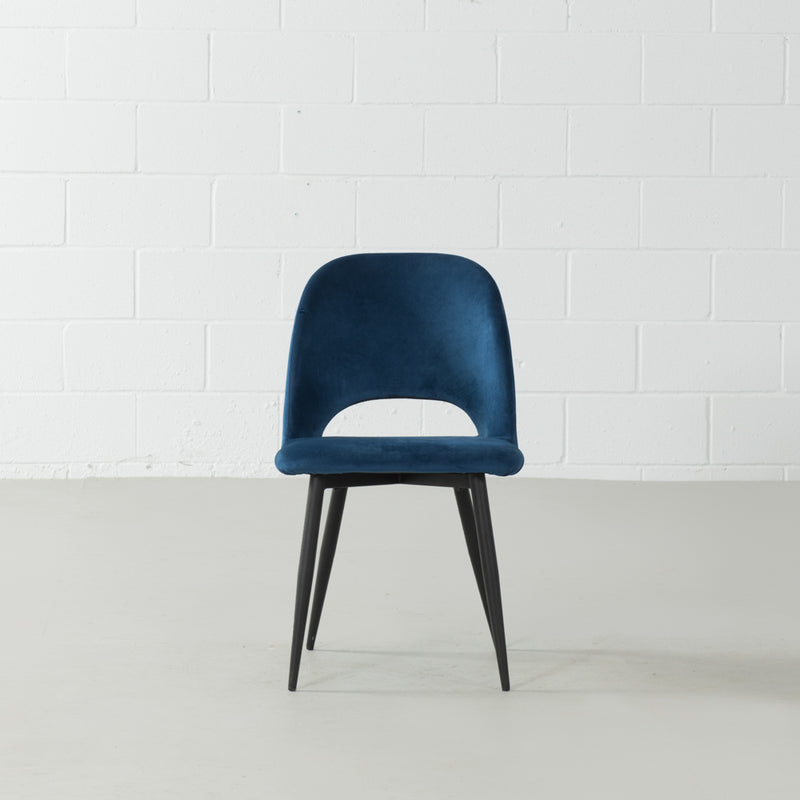 WALTER - chaise en velours bleu