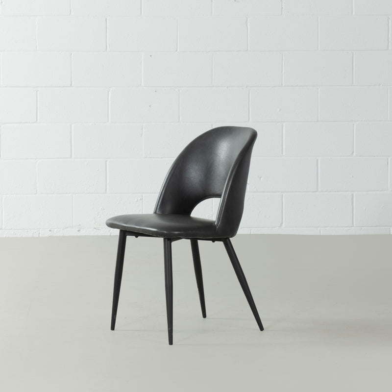 WALTER - chaise en cuir noir
