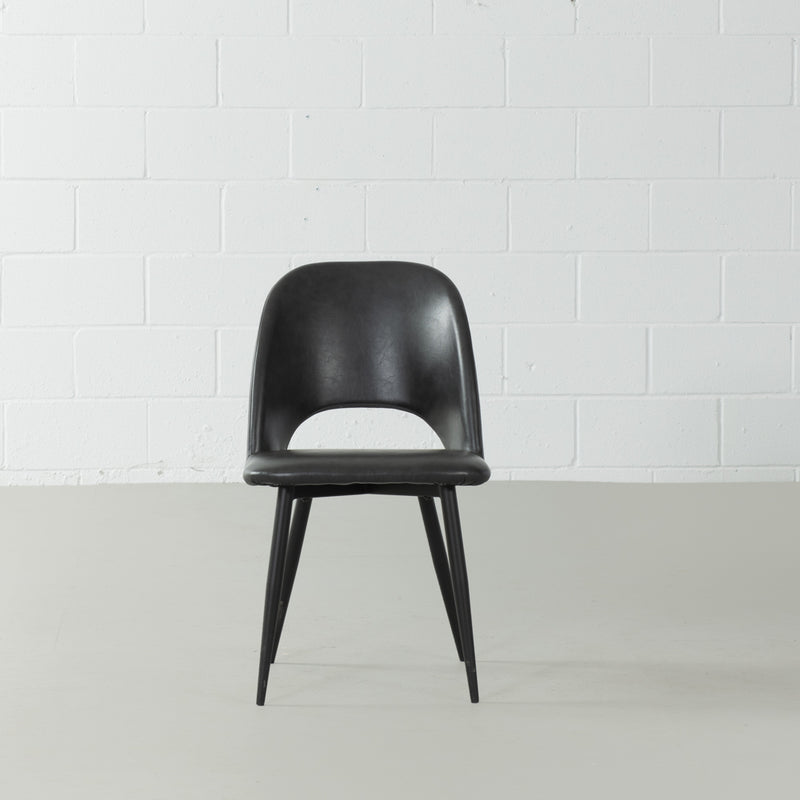 WALTER - chaise en cuir noir