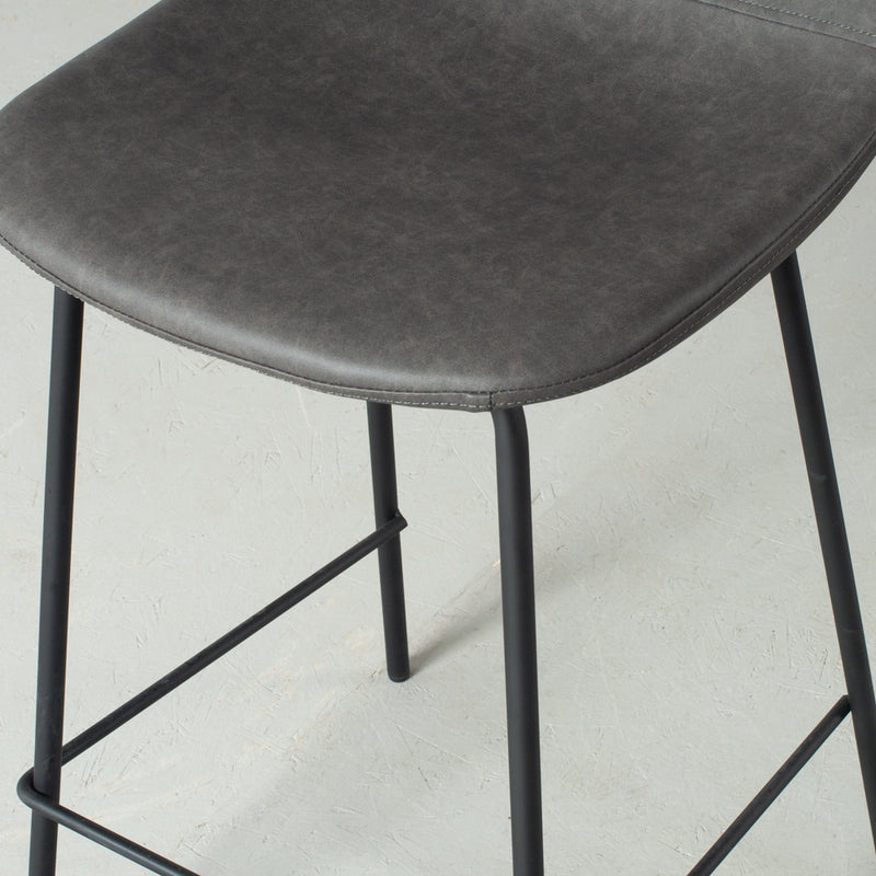 MILAN - tabouret de bar en cuir gris foncé (65 cm + 75 cm)