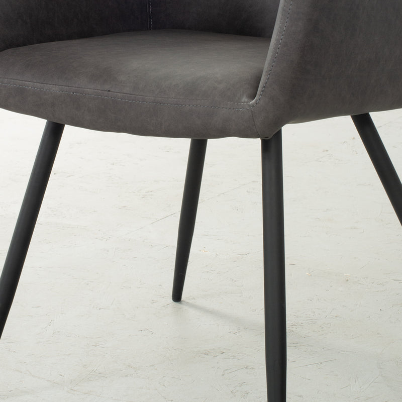 MILAN - fauteuil en cuir gris foncé