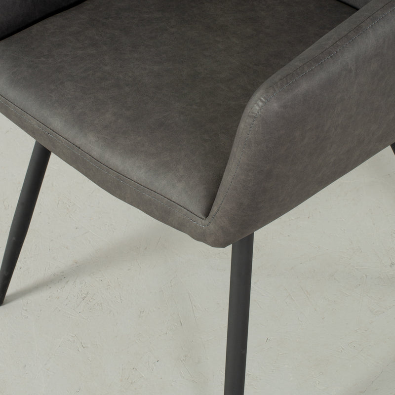 MILAN - fauteuil en cuir gris foncé