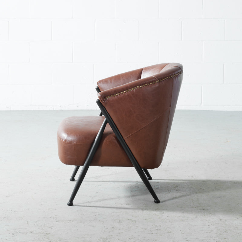 LEONE - chaise longue vintage en cuir marron