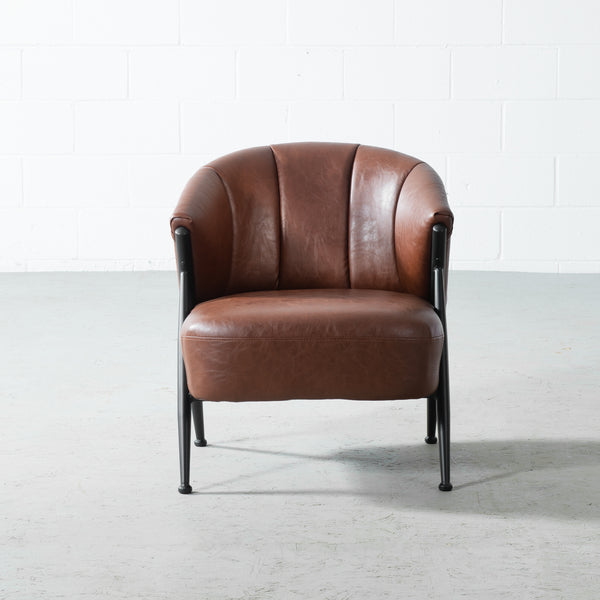 LEONE - chaise longue vintage en cuir marron