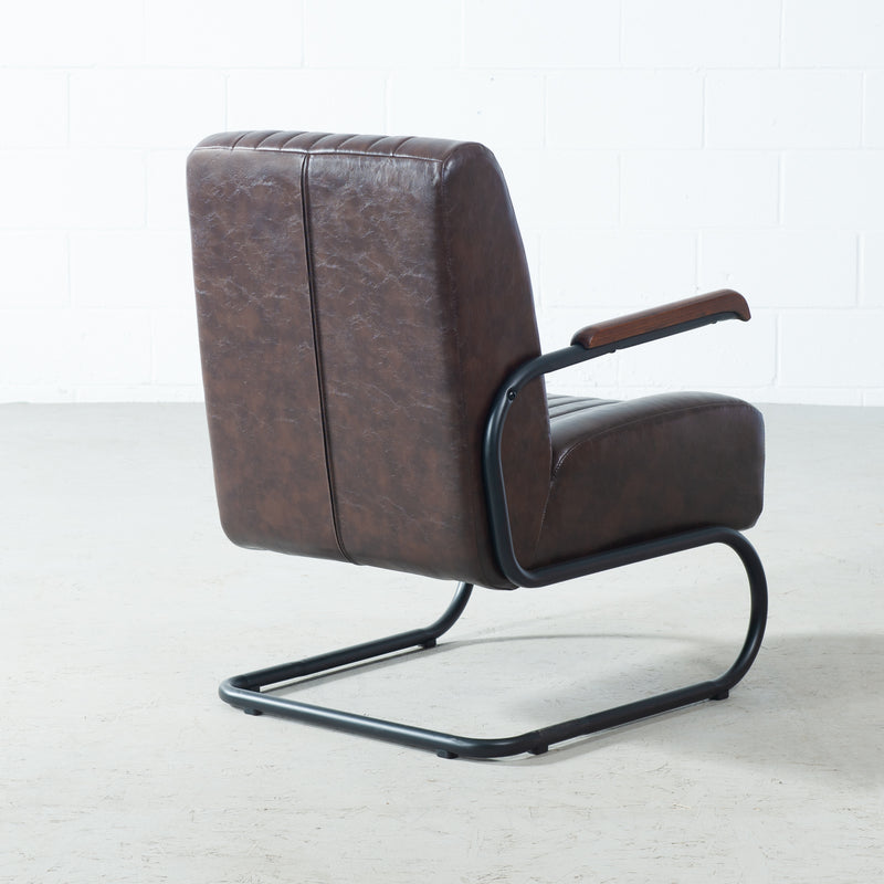 COPPOLA - chaise longue vintage en cuir marron