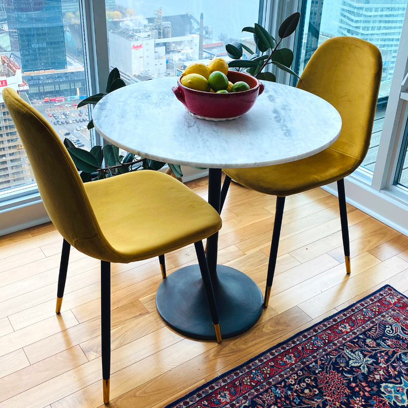 MILAN - chaise de salle à manger en velours jaune