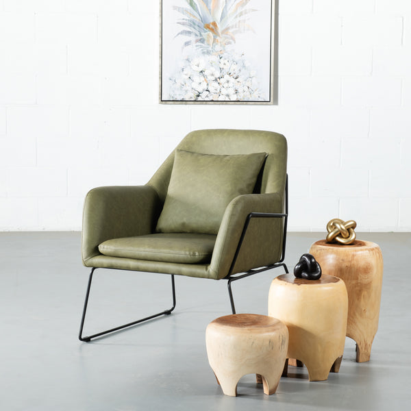 Brook - Chaise longue en cuir vert