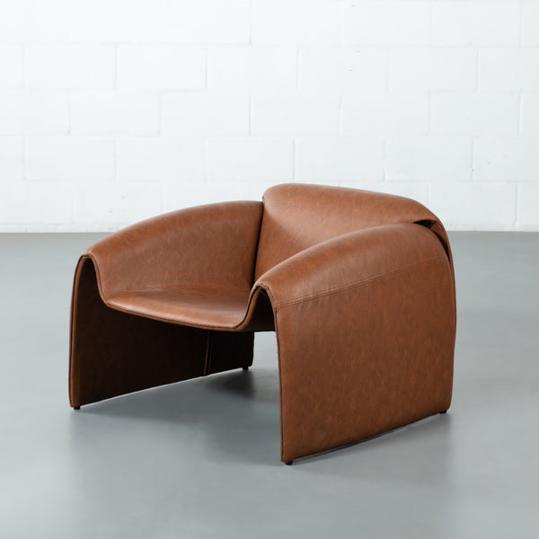 CHELSEA - Chaise longue en cuir brun