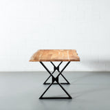 DANTON - table en bois d'Acacia avec pieds X noirs