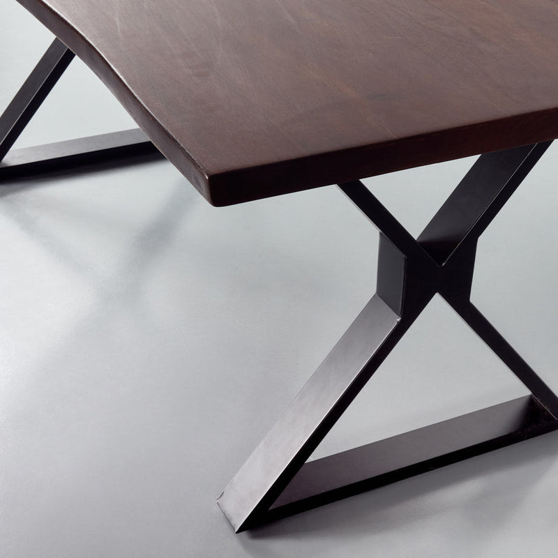 TIMOR - table en bois d'Acacia avec pieds X noirs